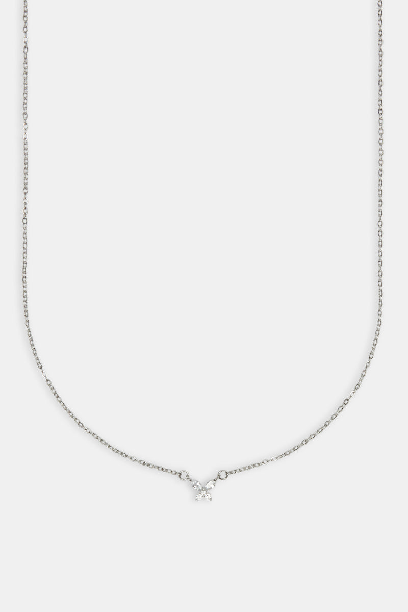 Clear Butterfly Necklace - White