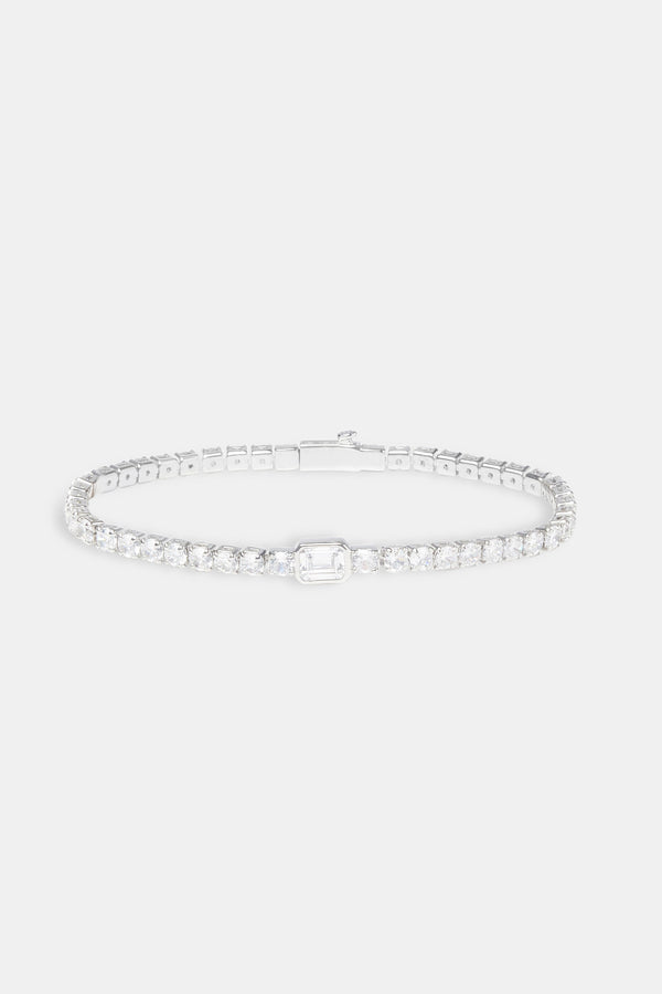 Clear Gemstone Tennis Bracelet - White 3mm