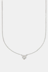 Clear Heart Bezel Necklace - White