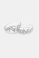 Iced Connecting Heart Ring - White