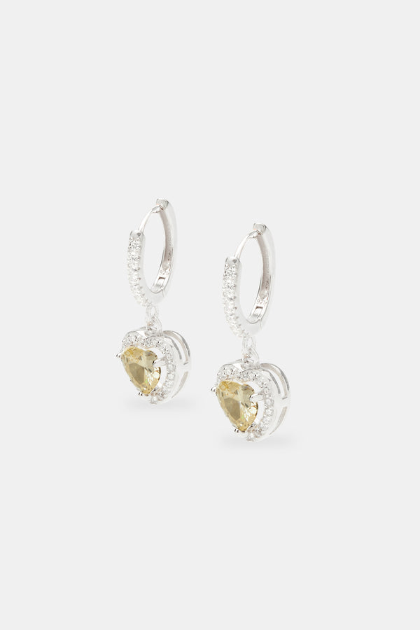 lemon heart drop earrings on white background
