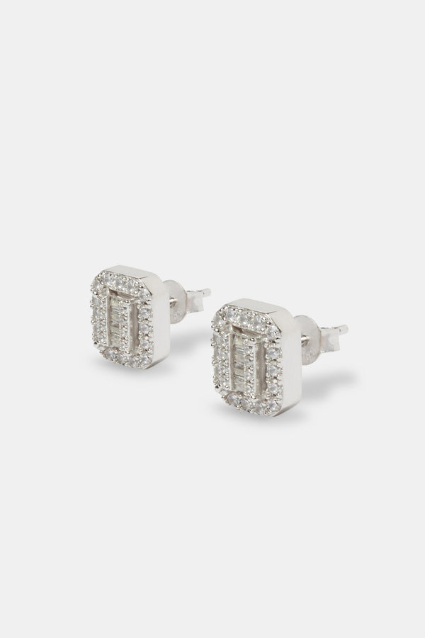 Square Baguette Cluster Stud Earrings