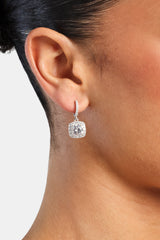 Square Drop Earrings - White