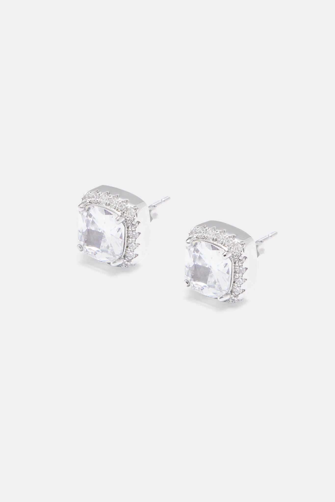 thumbnail image 2 of 2X Igorbella Silver Square CZ Crystal Stud Earrings For Men/Boys – Round, Heart, Square Shapes, Butterfly/Magnet Closure 2 of 3