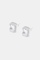 Iced Square Cluster Stud Earrings