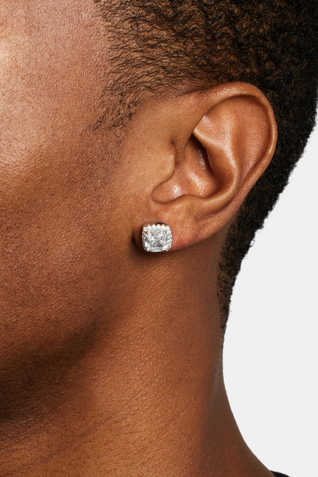 10mm CZ Square Cluster Stud Earrings Mens Earrings Shop Stud