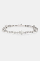 Iced Flower Tennis Bracelet - White 3mm