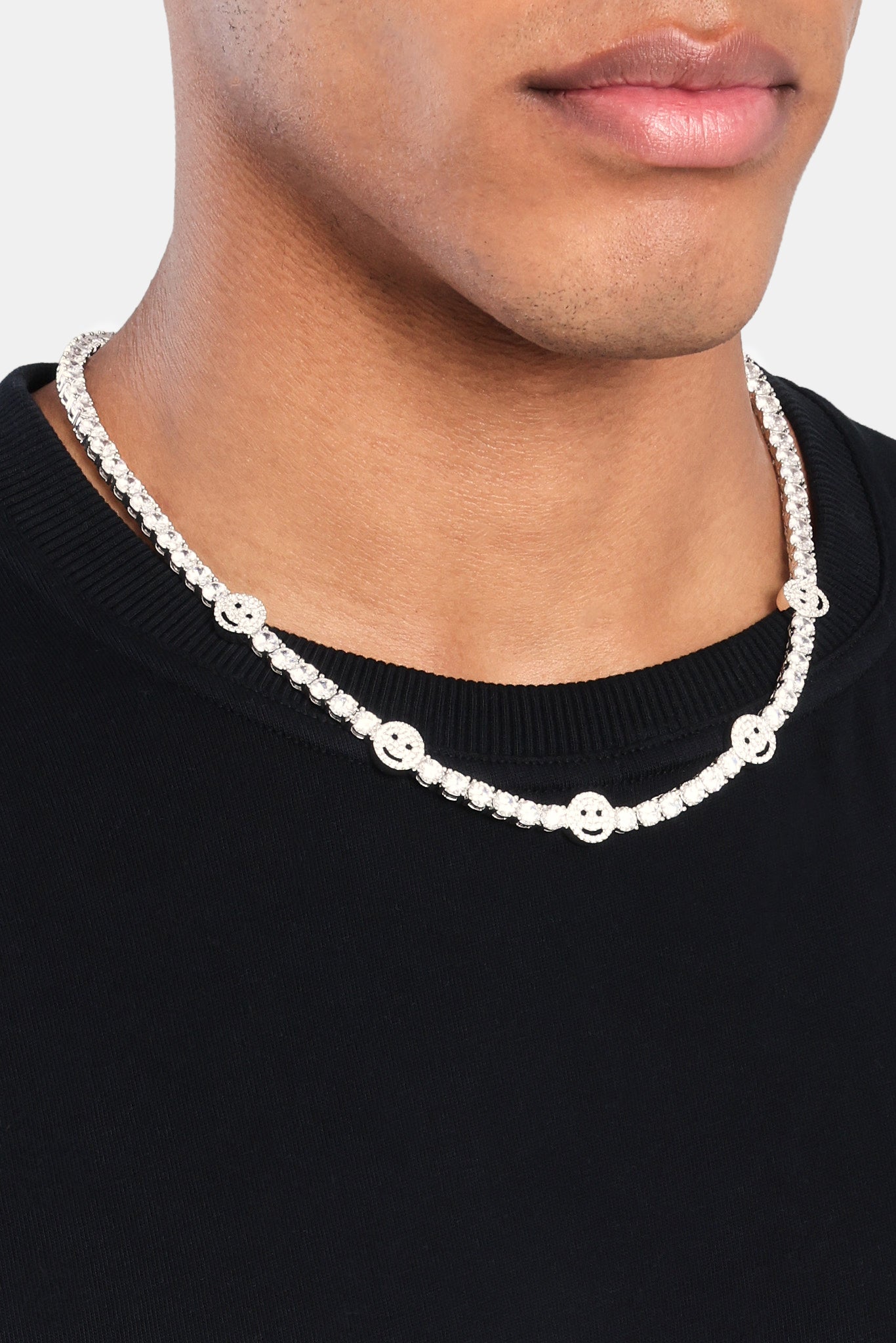 Iced Happy Face Tenniskette - Weiß 5mm