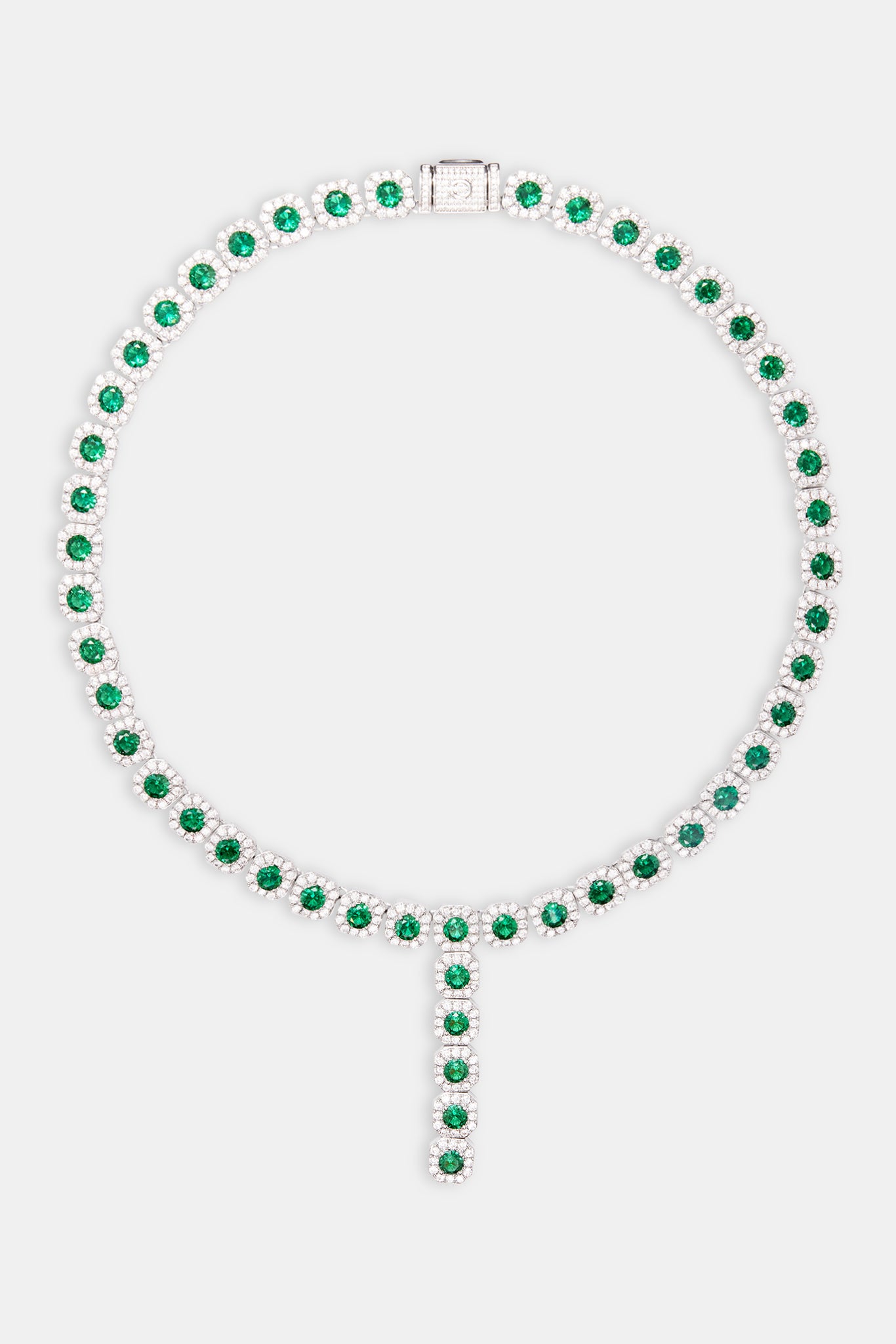 Iced Green CZ Cluster Drop Halskette