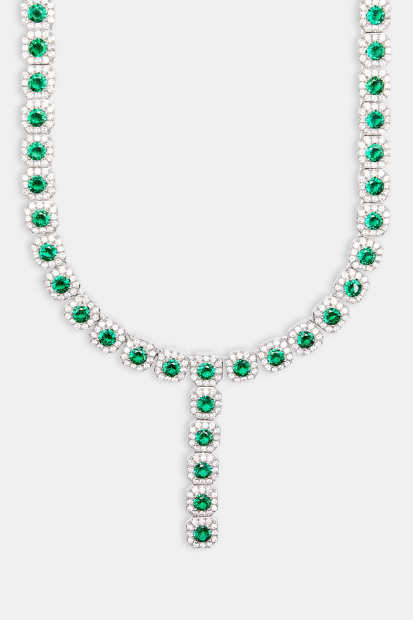 Iced Green CZ Cluster Drop Necklace