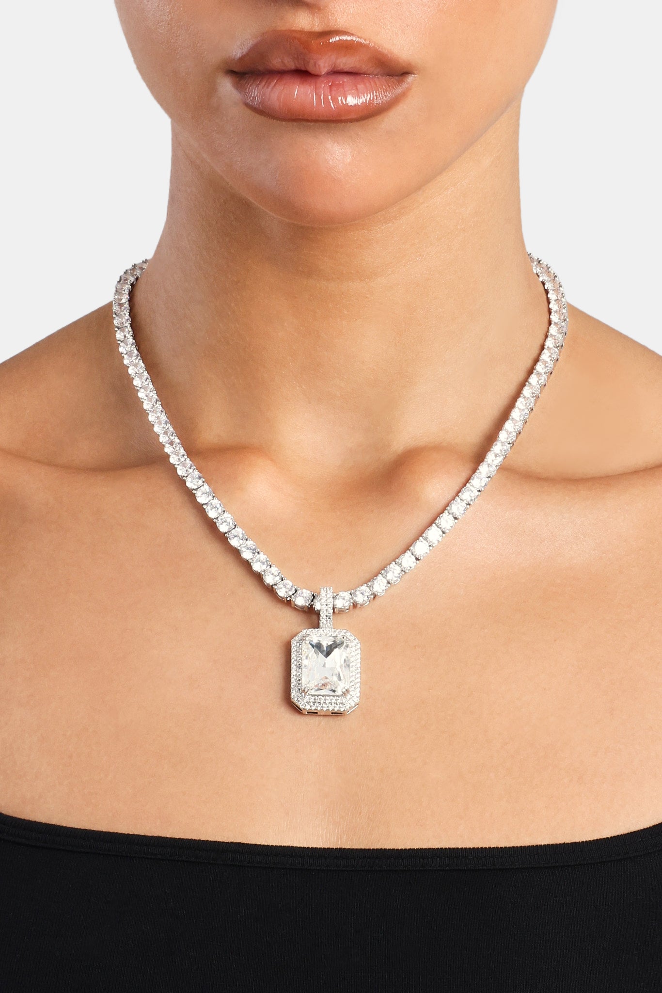 Damen-Anhänger mit Eis-Edelsteinen - Weiß