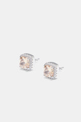 Iced Square Cluster Stud Earrings - Champagne