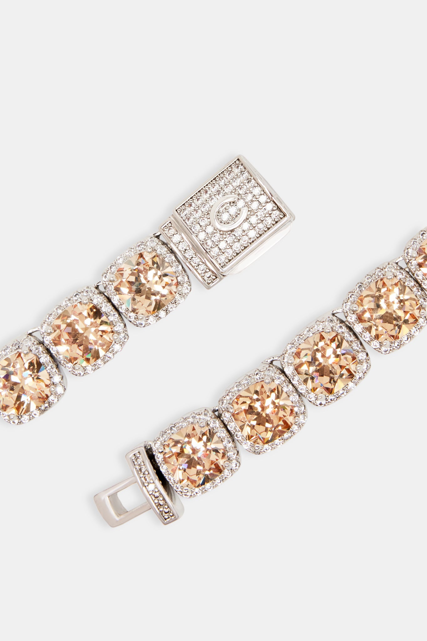 Iced Square Cluster Kette - Champagner