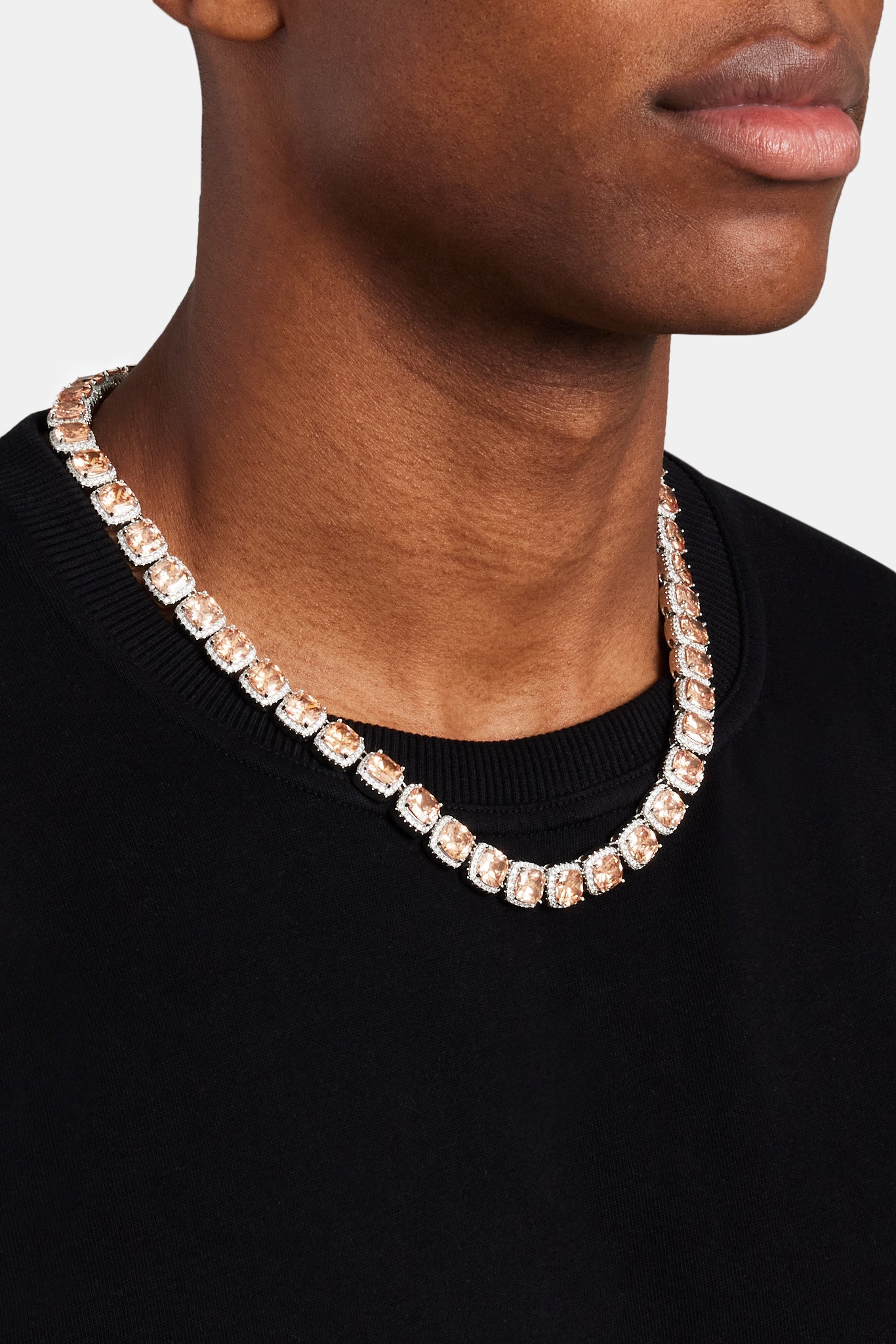 Iced Square Cluster Kette - Champagner