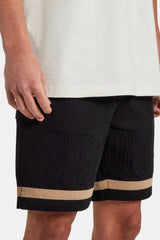 Text Panelled Shorts - Taupe