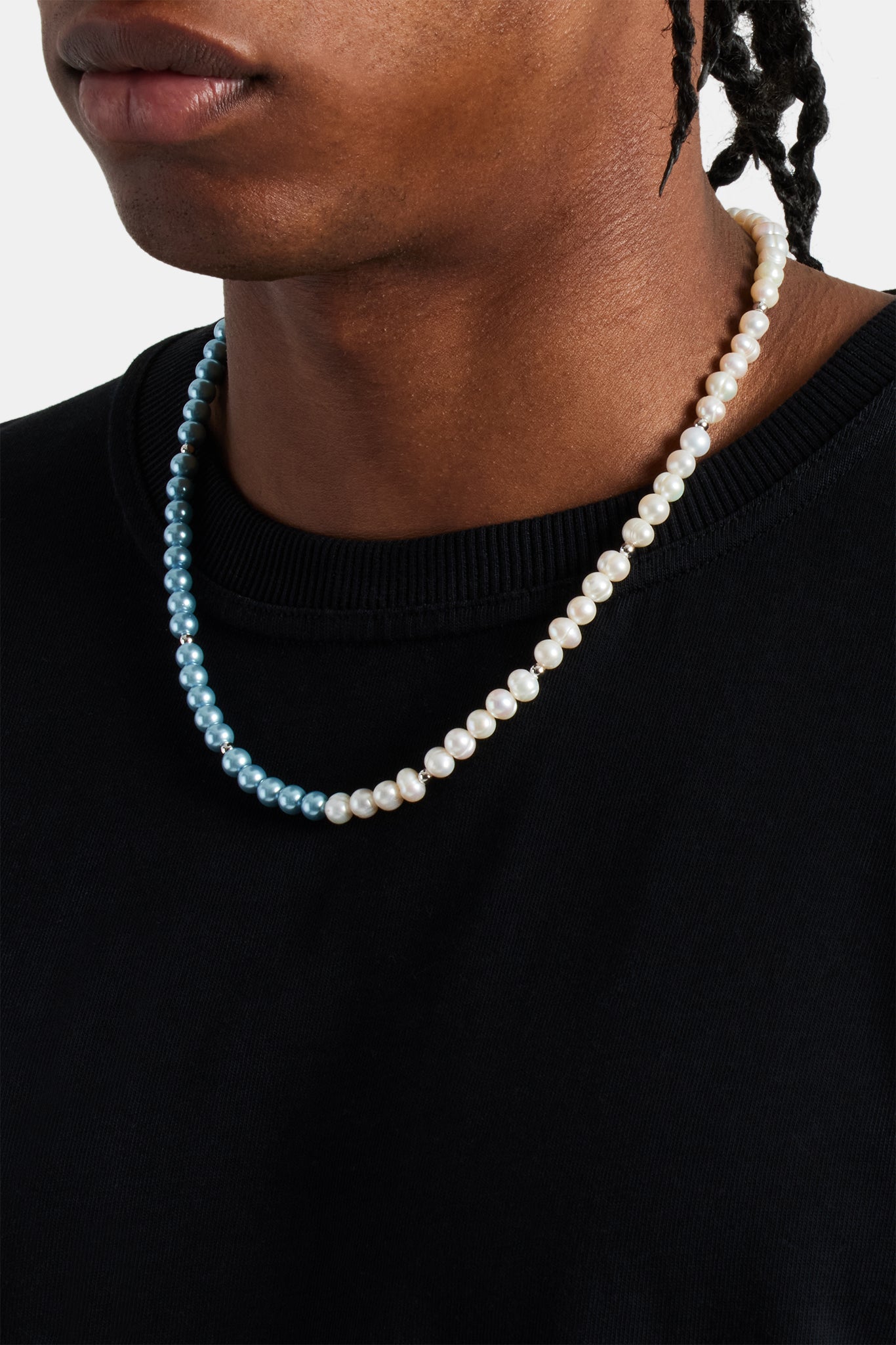 Freshwater Pearl & Blue Pearl Necklace - 6mm