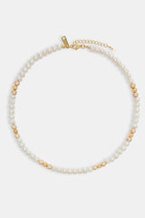 Baroque Freshwater Pearl Gold Ice Ball Necklace - Gold