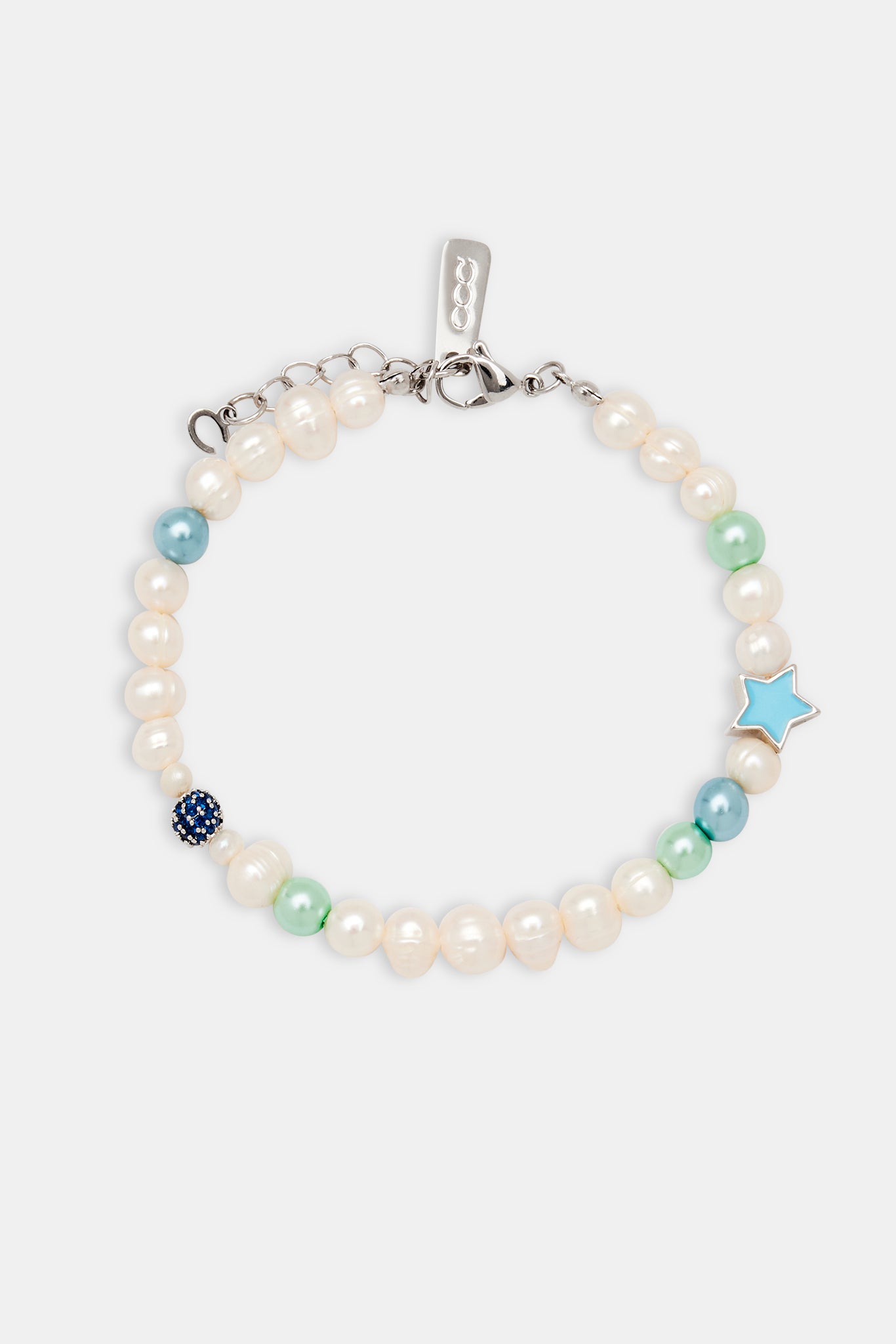 Süßwasserperlenarmband mit blauem Sternmotiv