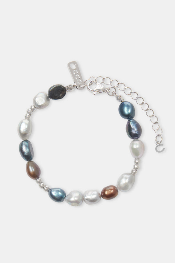 Multi Colour Baroque Freshwater Pearl Bead Bracelet - White