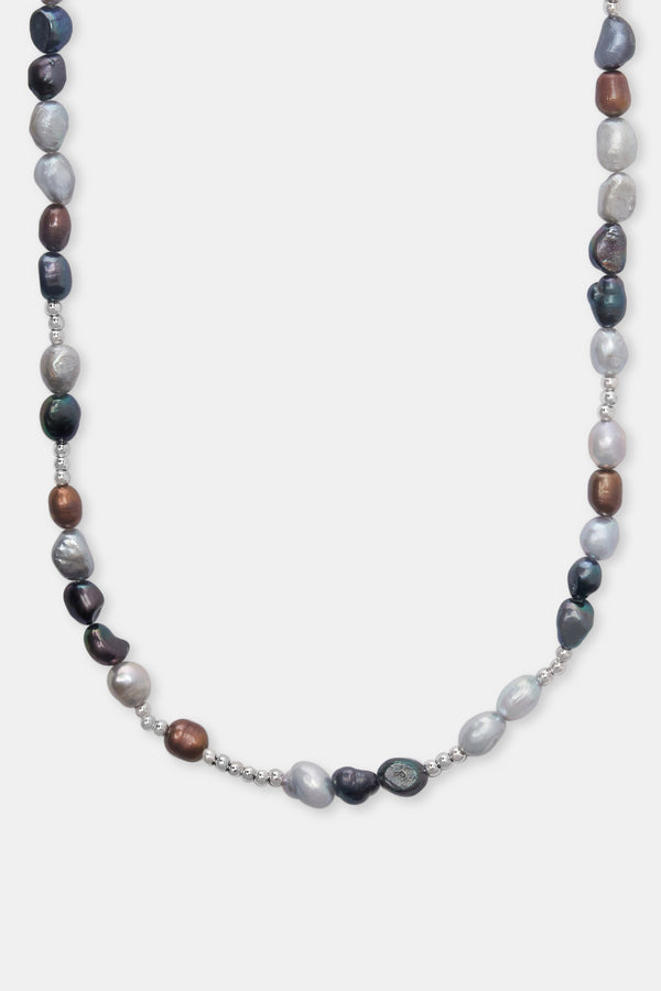 Multi Colour Baroque Freshwater Pearl Bead Necklace - White