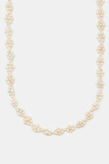 Freshwater Pearl Flower Necklace - White