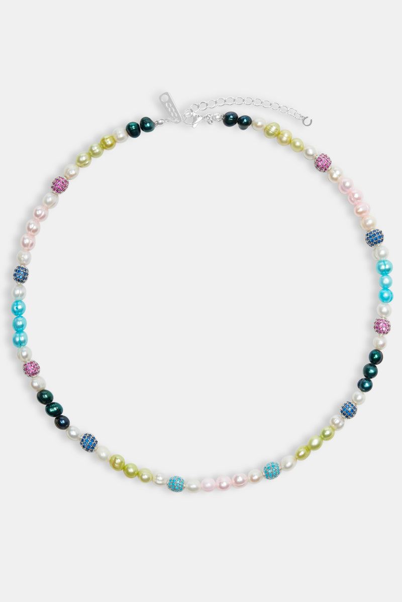 Multi Colour Ice Ball & Bead Freshwater Pearl Necklace