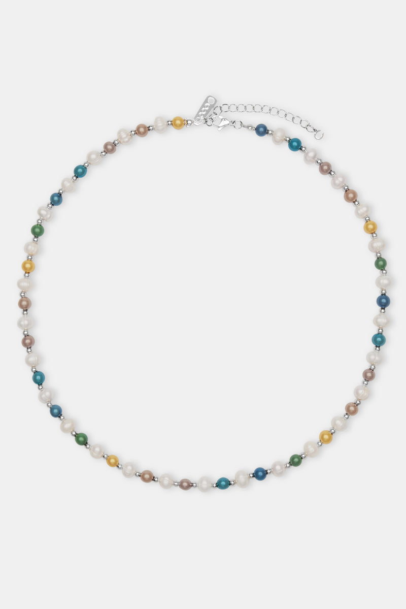 Freshwater Pearl & Multi Colour Bead Necklace