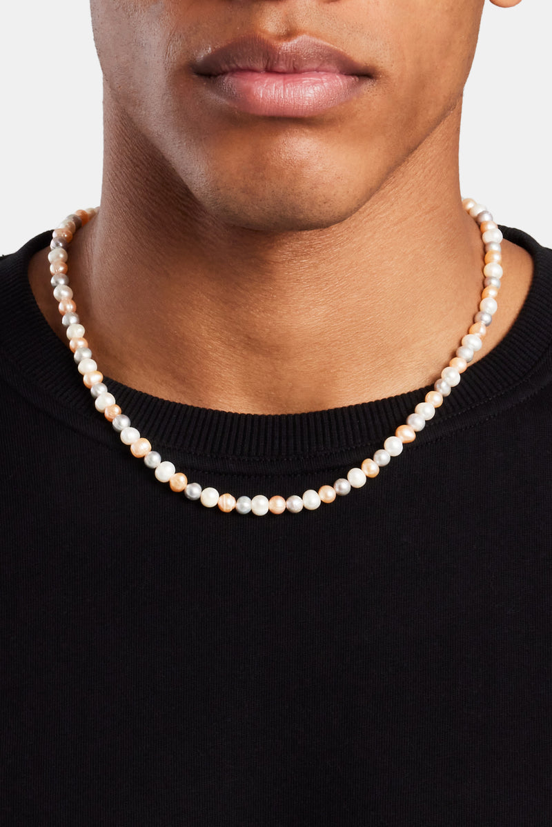 Multi Colour Freshwater Pearl Necklace White Mens Necklaces