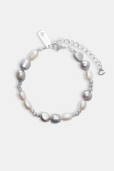 Metallic Freshwater Pearl Bracelet - White