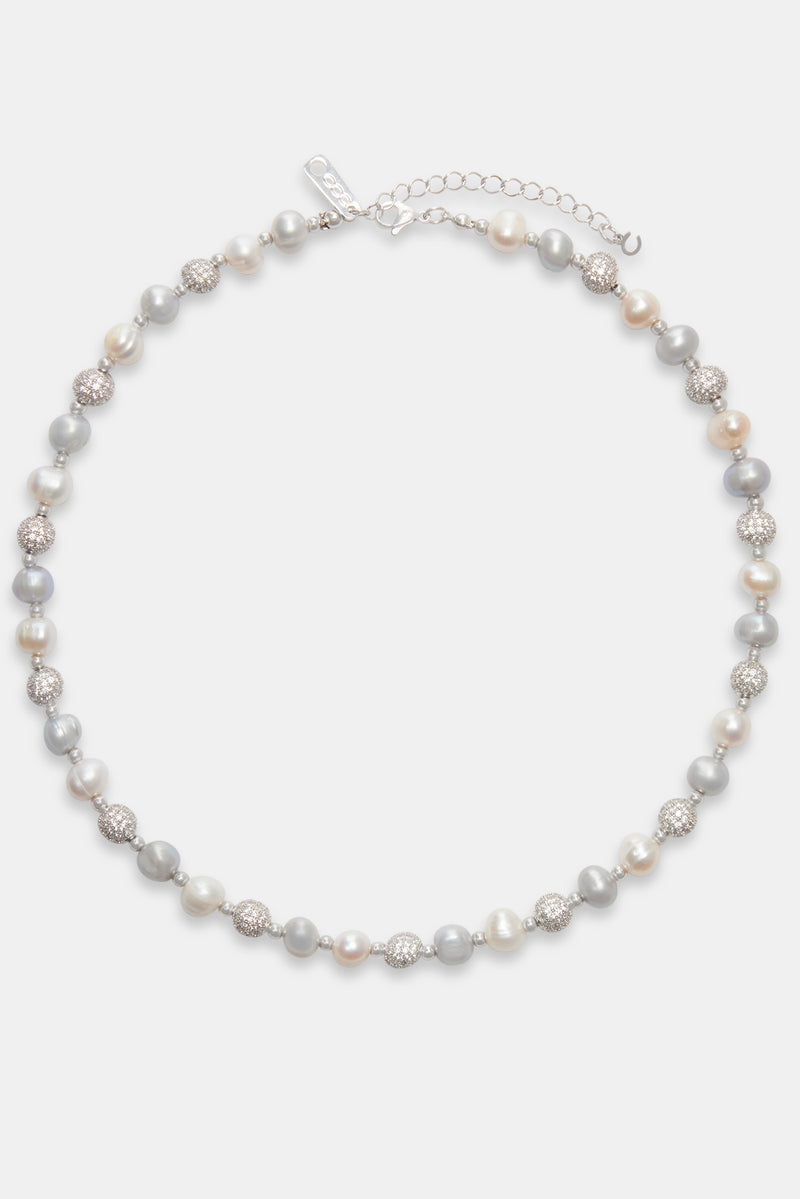 Freshwater Pearl Ice Ball Necklace - White
