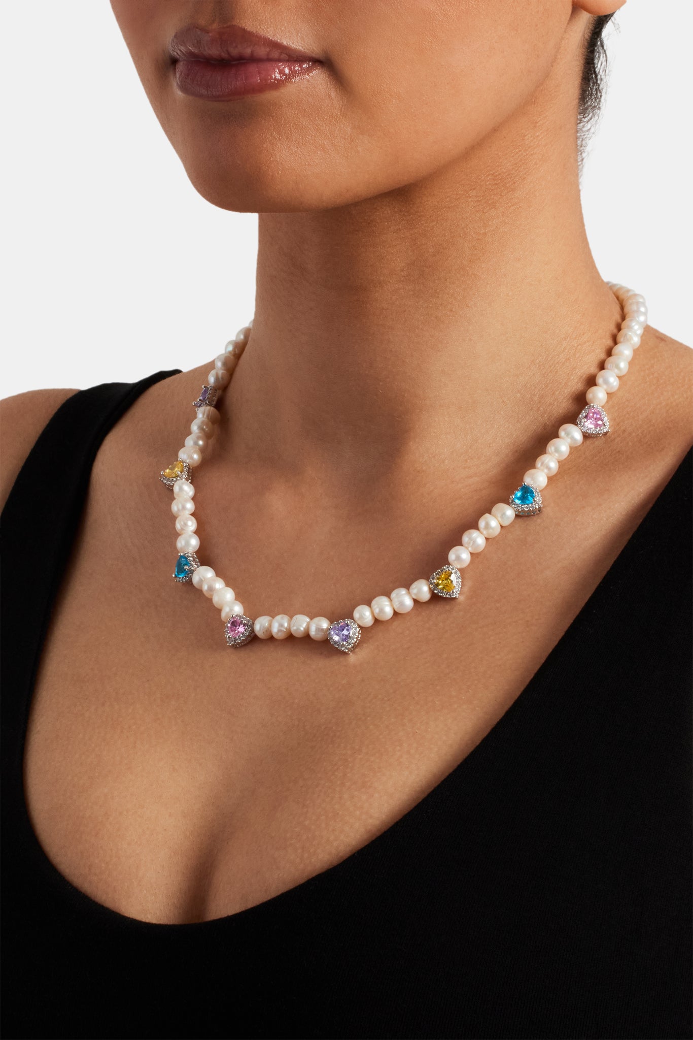 Süßwasserperlen-Herz-Edelsteinkette – 6 mm