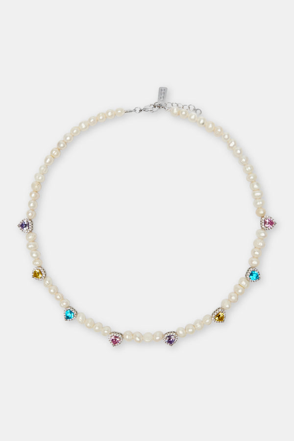 Freshwater Pearl Heart Gemstone Necklace on white back ground