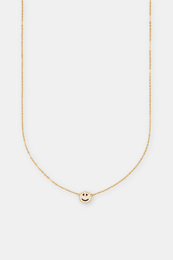 Iced Happy Face Motif Necklace