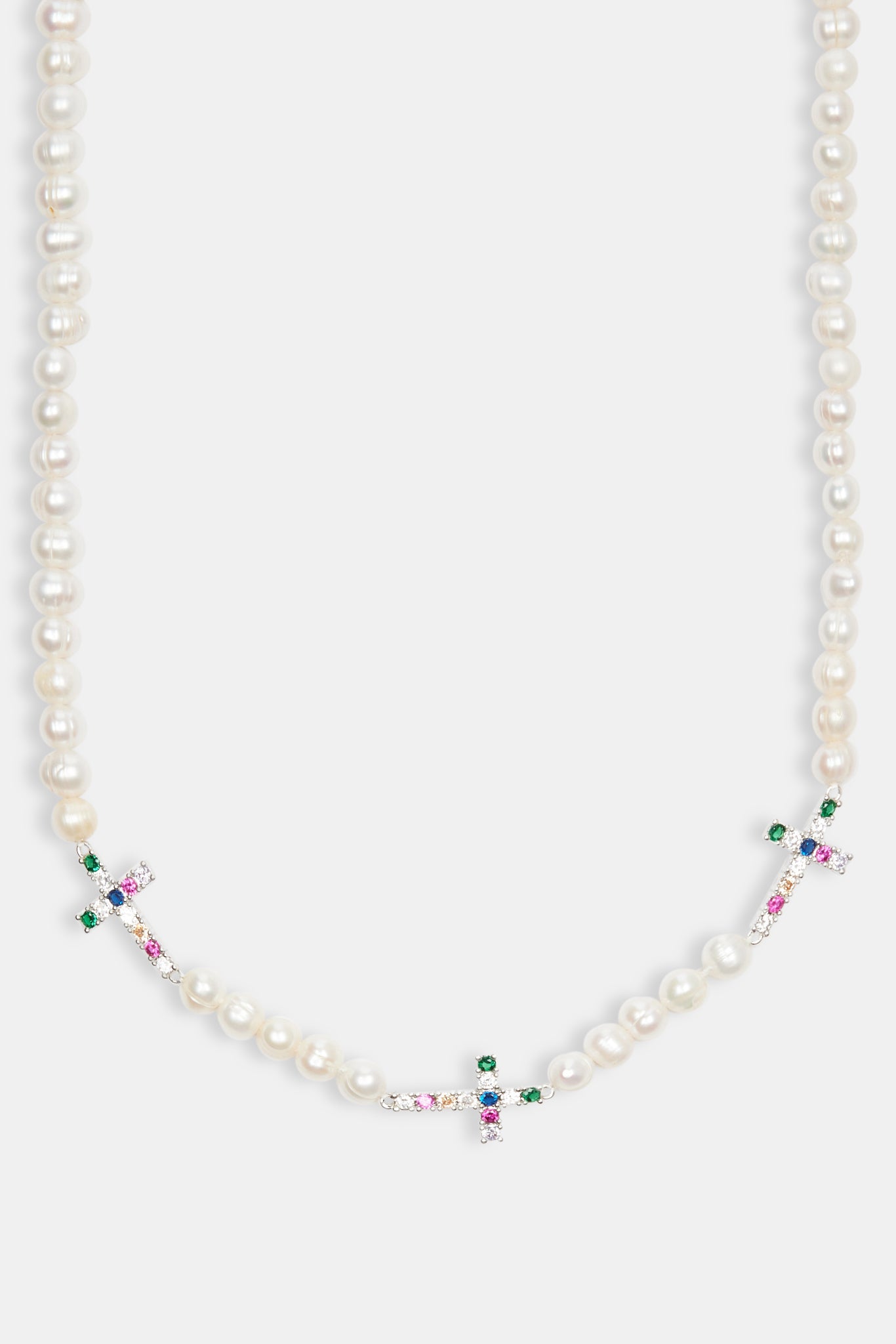 Iced Cross Freshwater Pearl Necklace | Mens Necklaces | Shop Pearl ...