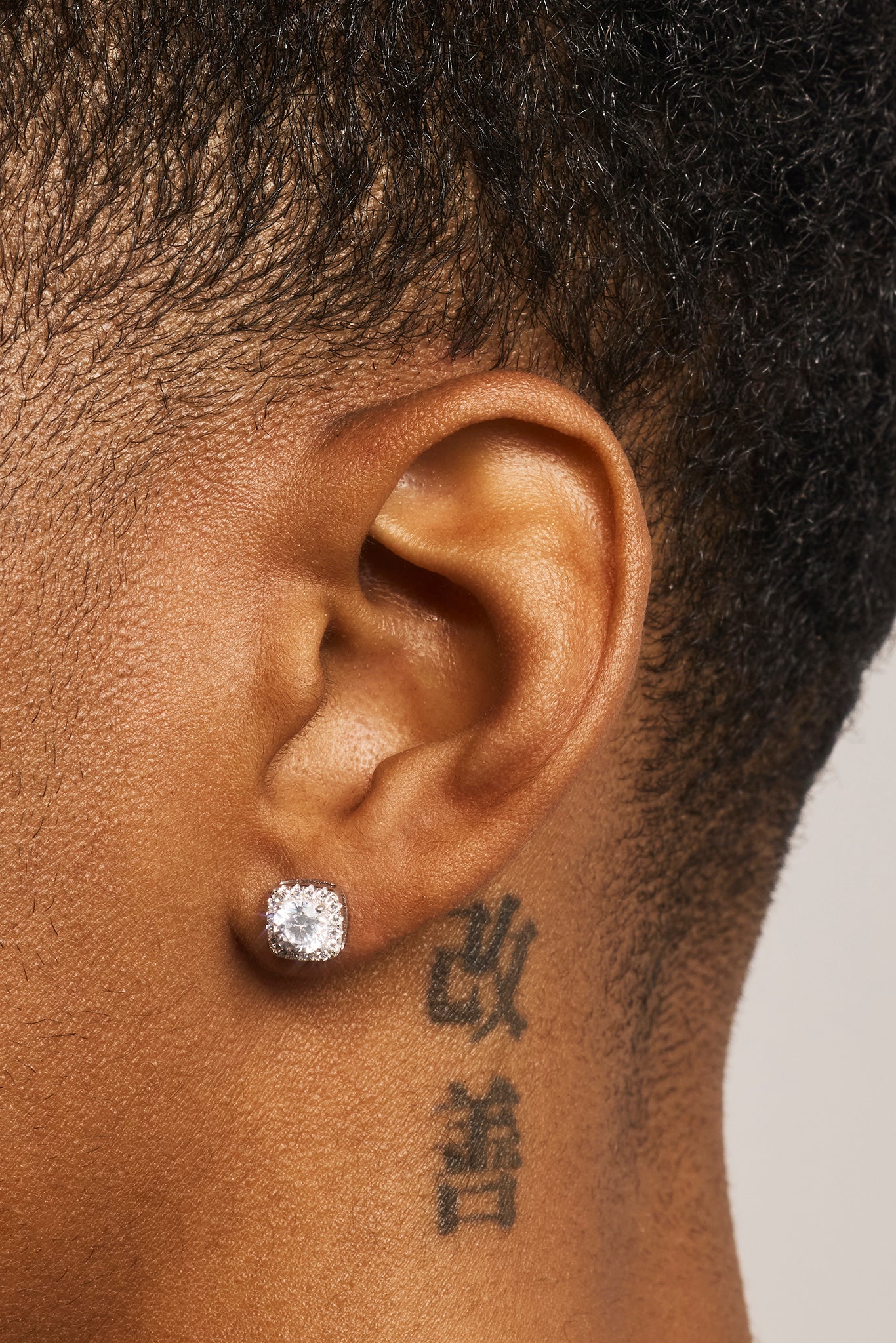 Iced Cluster Stud Earrings - 7mm - White