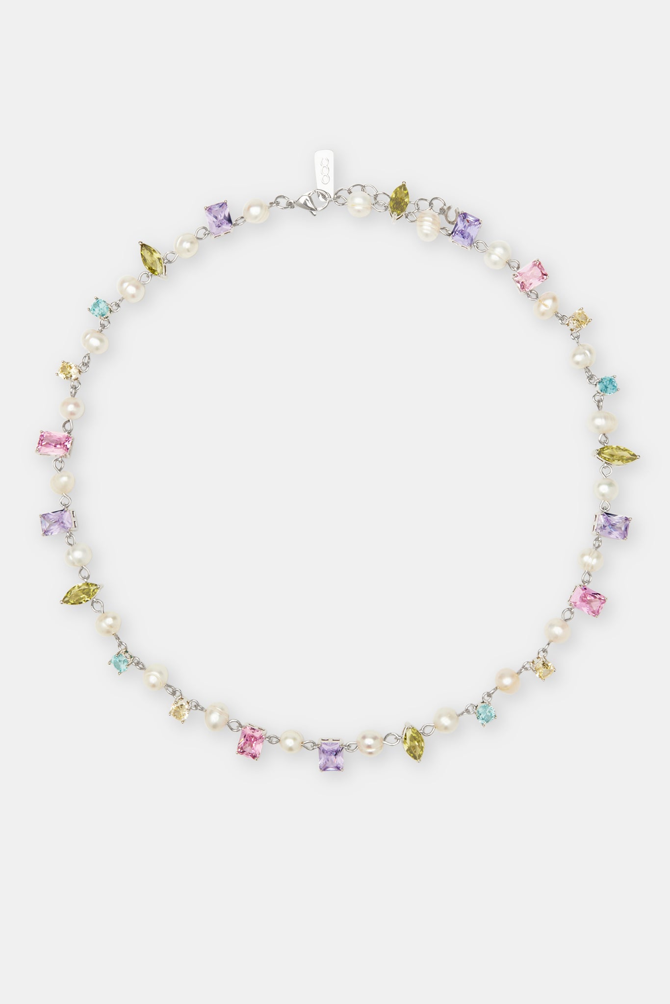 Süßwasserperlen-Halskette mit Edelsteinen in gemischter Form
