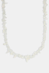 Opal Shard Bead Necklace in white with white background