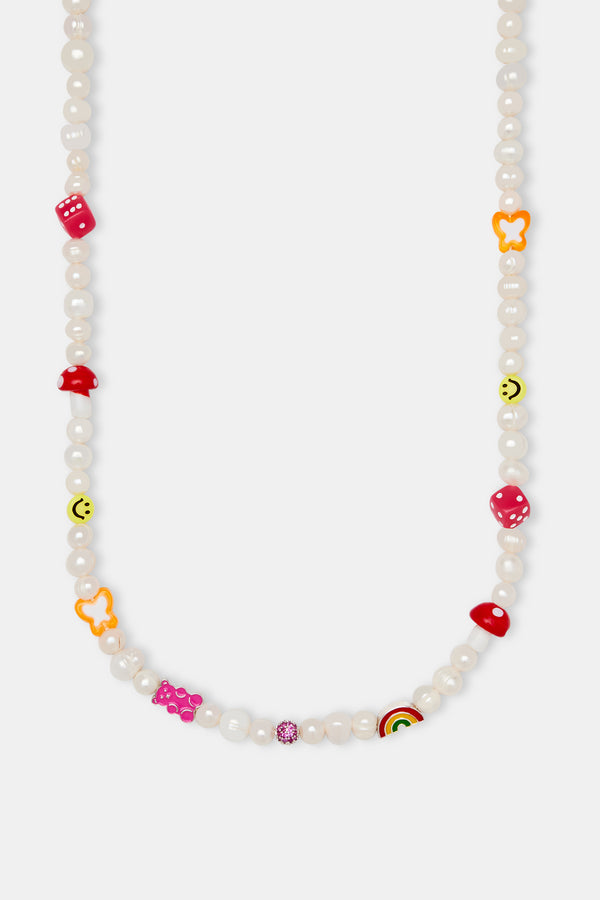 Pink Mixed Motif Bead Freshwater Pearl Necklace