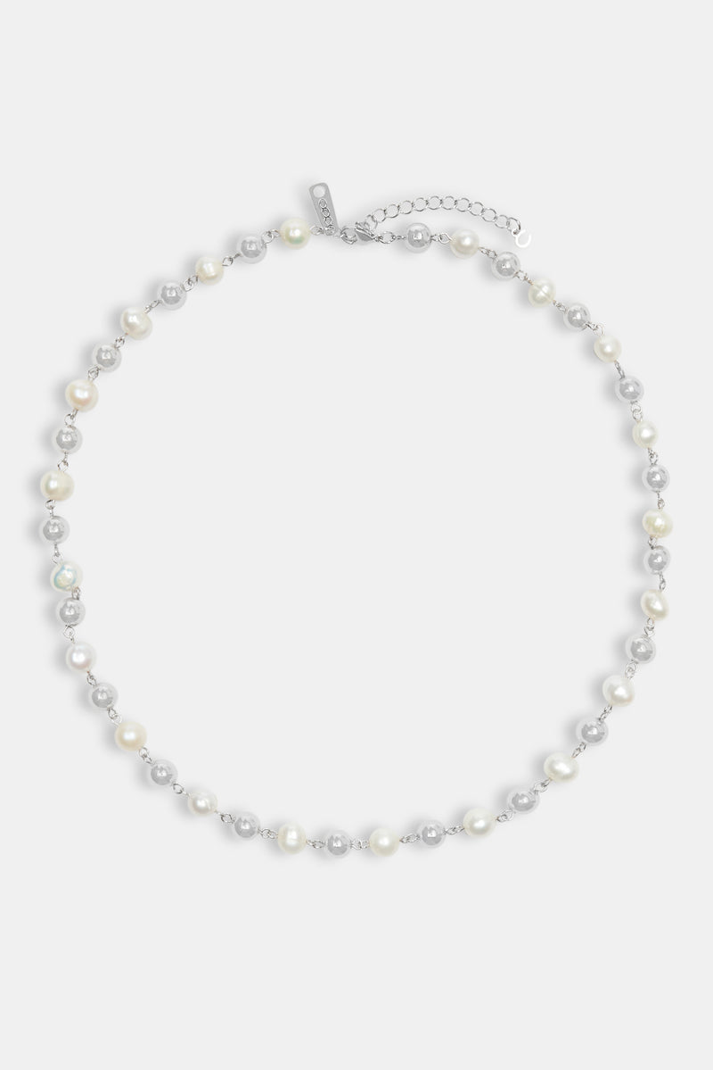 Polished Ball & Freshwater Pearl Necklace
