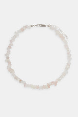 Rose Quartz Shard Bead Necklace - White - 6mm