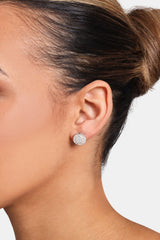 Round Cluster Stud Earrings - White