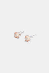 Iced Round Stud Earrings - Champagne