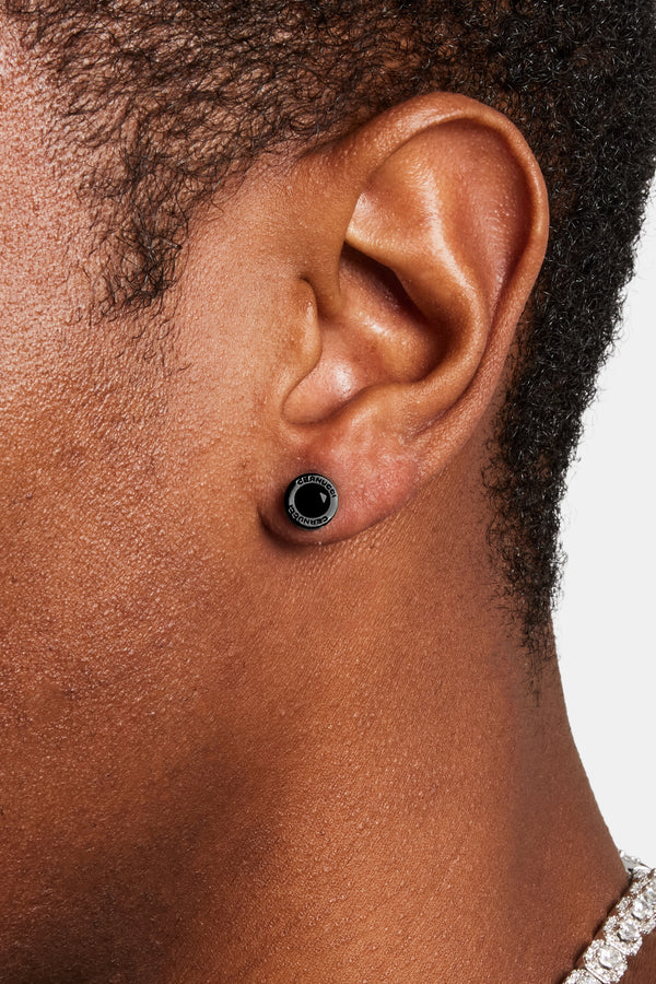 Circular Cernucci Stud Earrings - Black