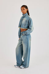 Womens Low Rise Baggy Jean - Antique Wash