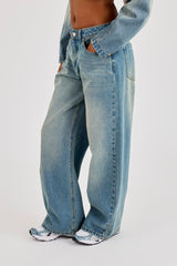 Womens Low Rise Baggy Jean - Antique Wash
