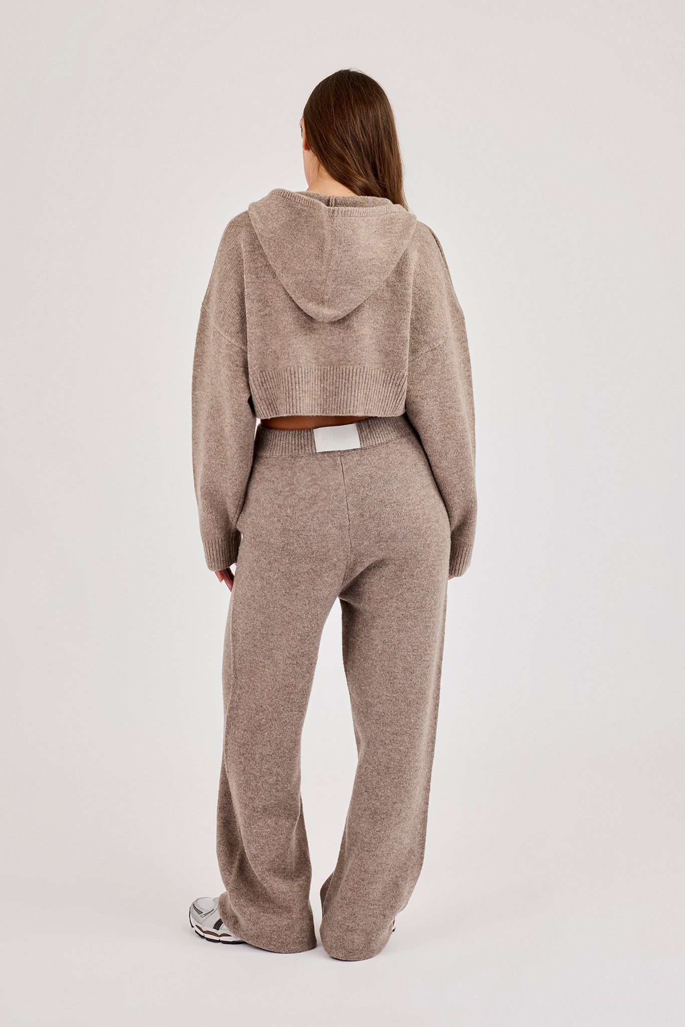 C Intarsia Cropped Zip Through Hoodie & Jogger – Taupe