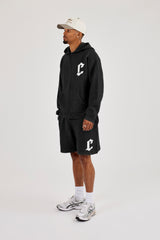 Mens C Knitted Zip Through Hoodie & Relaxed Short - Black