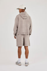 Mens C Knitted Zip Through Hoodie & Relaxed Short - Stone