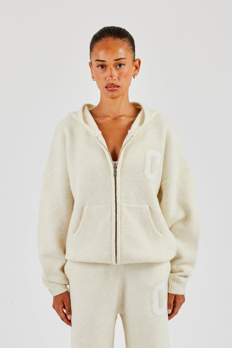 Zip Through Knitted Jumper - Butter Yellow