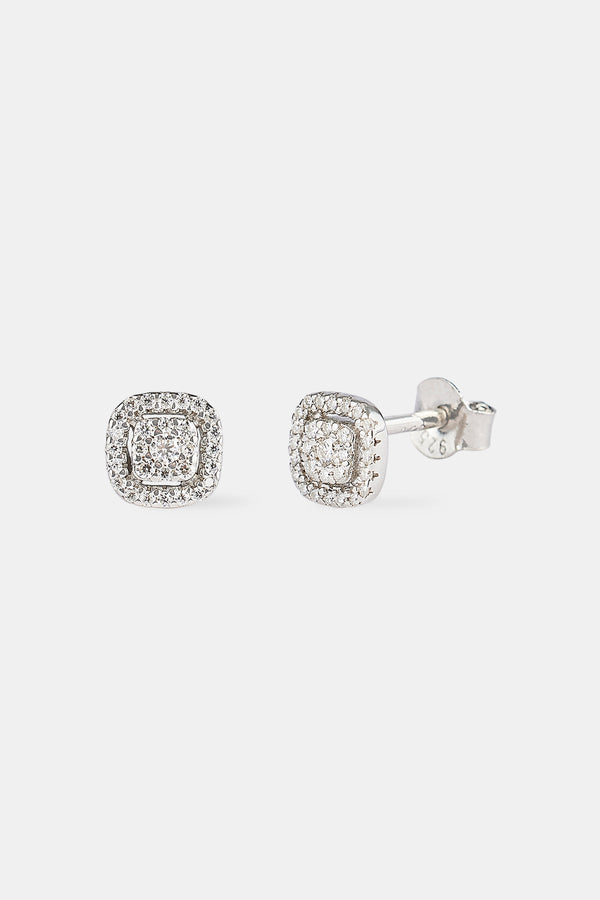 Moissanite Outline Cluster Stud Earrings - 6mm